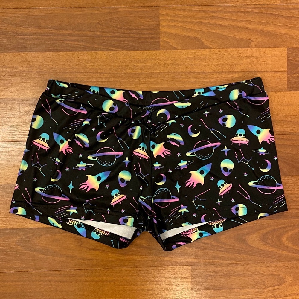 UV Reactive Outer Space Print Cheeky Festival Shorts